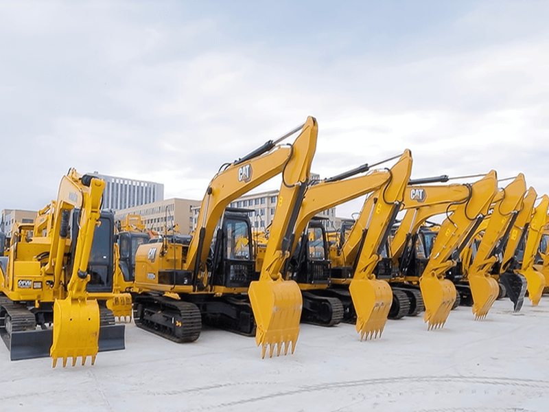 Construction machinery ready for export from Shanghai